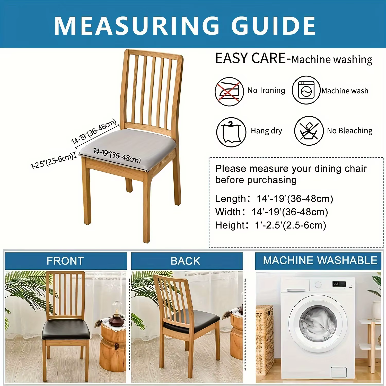 Housses de table et de chaises - Housses de siège amovibles pour chaises de salle à manger, adaptées à une utilisation dans les restaurants, cuisines, hôtels