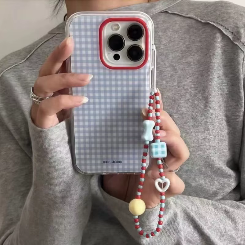 Coque de téléphone à motif de grille à carreaux bleu, étui souple à la mode pour iPhone 17 Pro 16 15 14 13 12 11 Pro Max 16e X XR XS Max 7 8 Plus