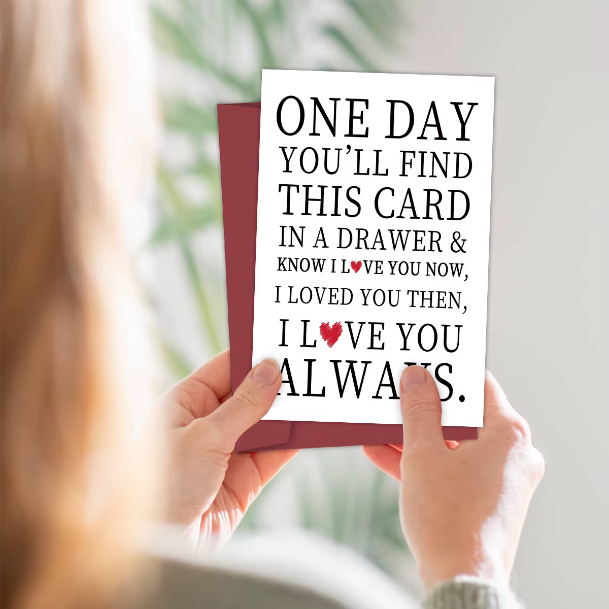 Carte de vœux avec Message d'amour en forme de cœur, avec enveloppe, pour Couple, mari, femme, amé, cadeau pour la saint-valentin, anniversaire, 1 pièce