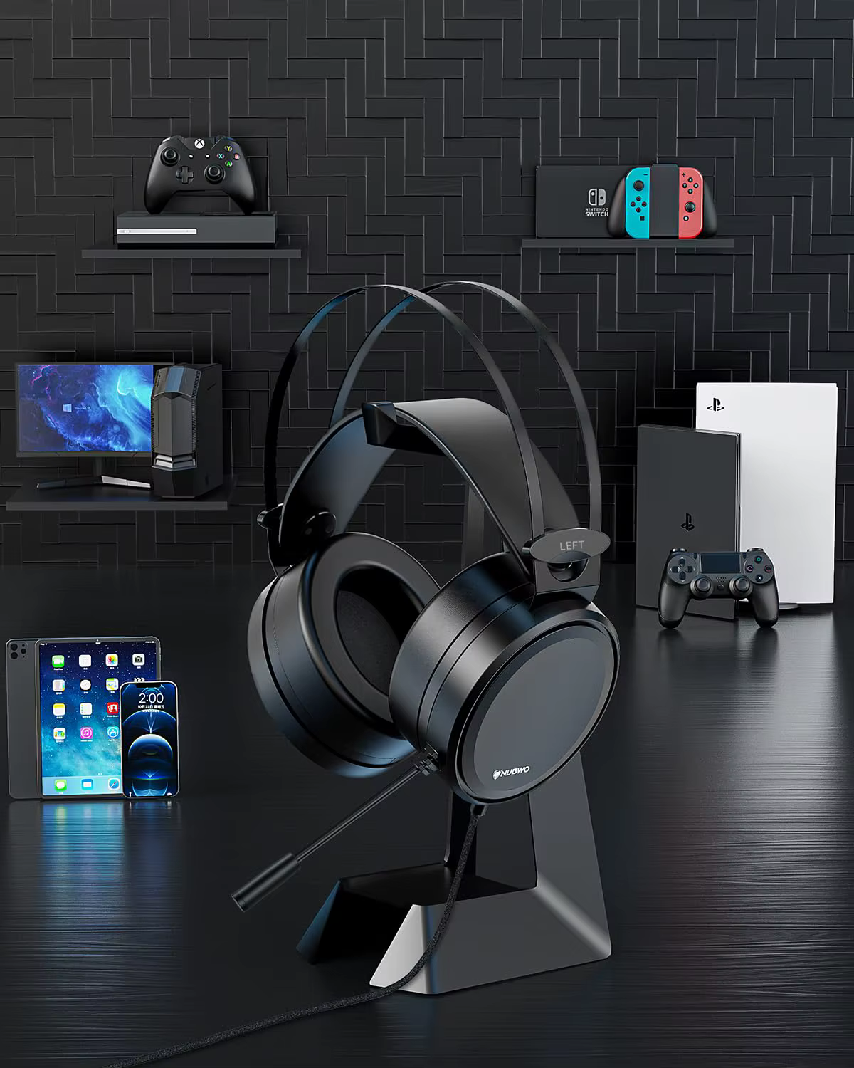 NUBWO N7 casques de jeu pour PS4/PS5/Switch/Xbox One casque de jeu filaire avec micro antibruit sur l'oreille