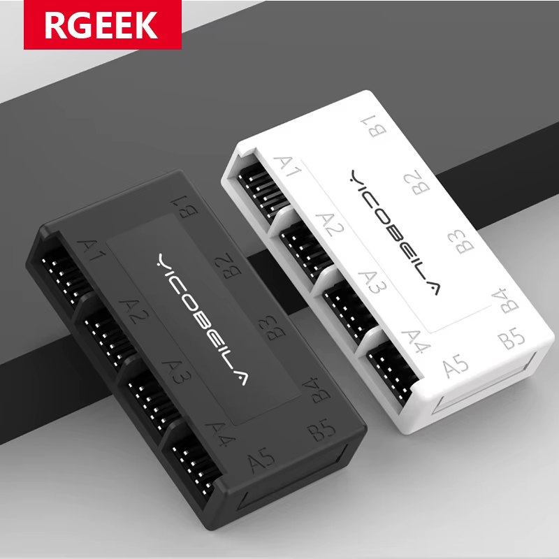 RGEEK 4 en 1 carte mère d'ordinateur interne USB2.0 9PIN HUB extenseur séparateur pour boîtier PC contrôleur RGB