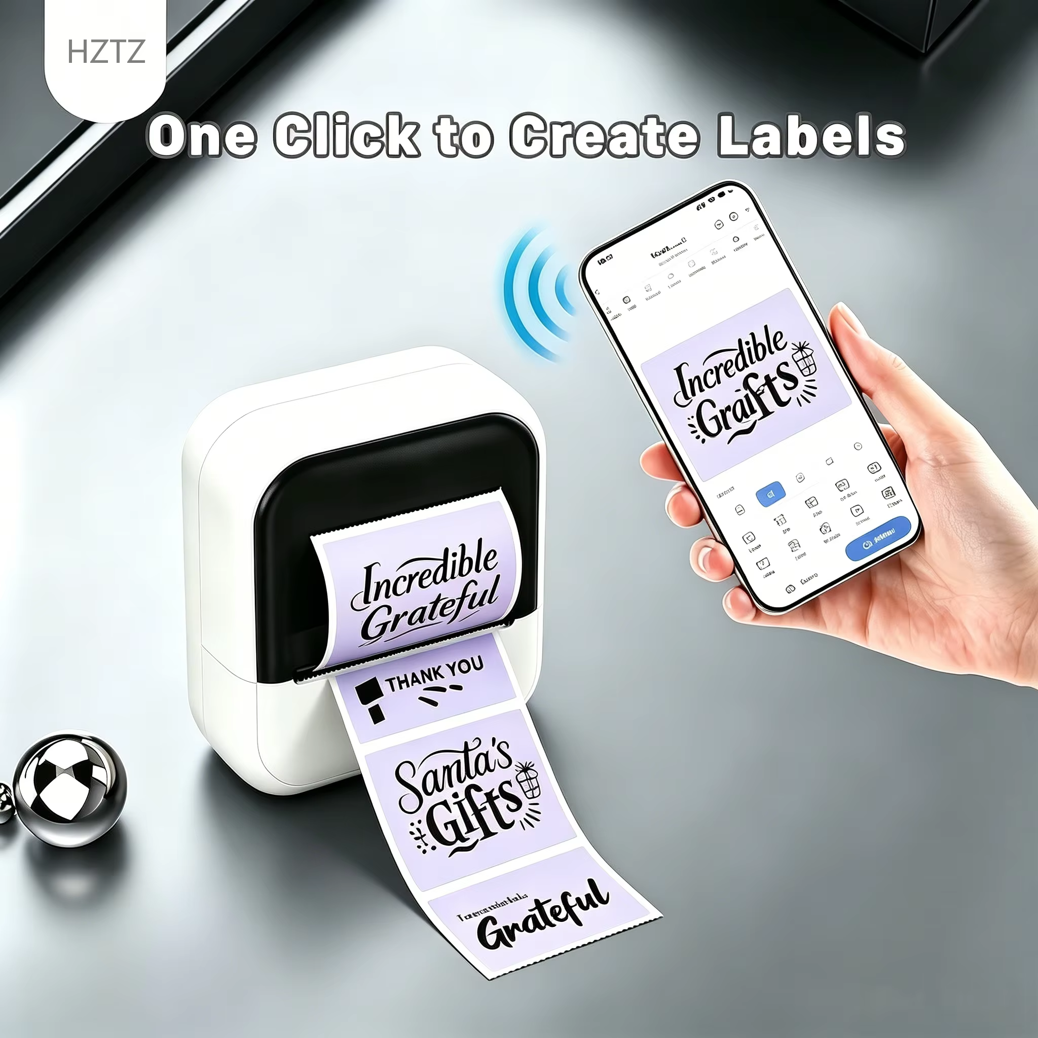 Imprimante d'étiquettes Bluetooth portable, imprimante thermique sans fil, imprimante d'autocollants sans encre pour la maison et le bureau, compatible iOS/Android