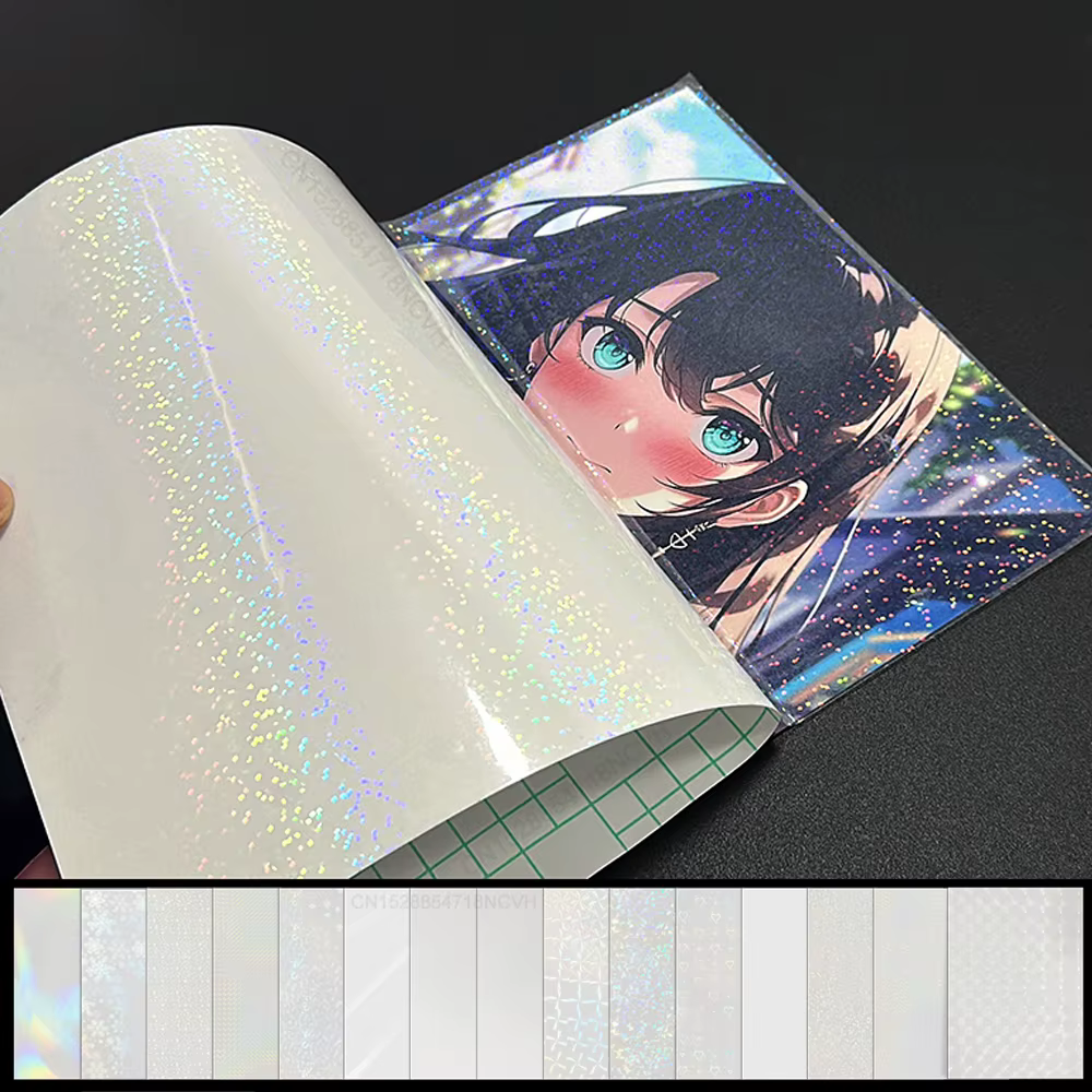 10 feuilles de film de plastification à froid holographique transparent A4, autocollant auto-adhésif pour badges, film protecteur photo, carte DIY