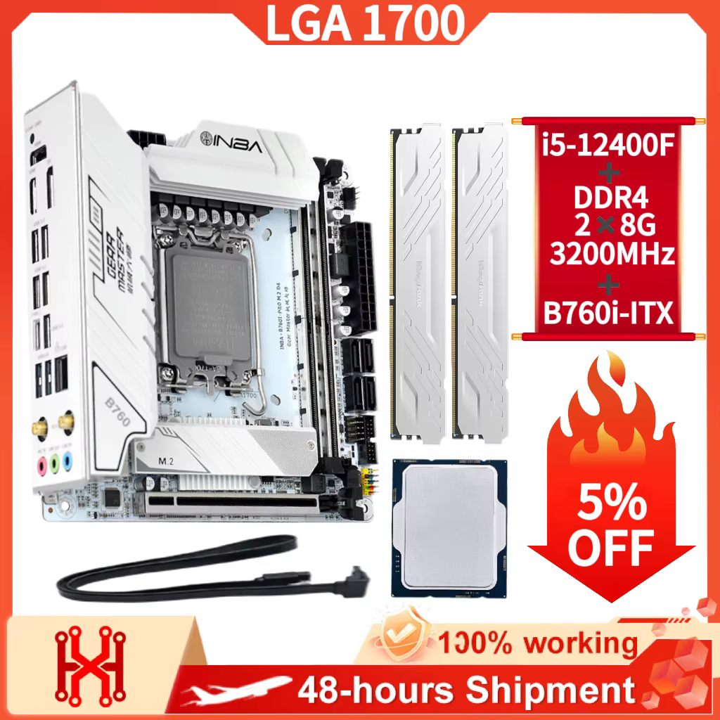 100% nouveau B760i ITX MINI carte mère pour LGA 1700 Support Core i5 12400F DDR4 2*8GB 3200Mhz CPU mémoire RAM