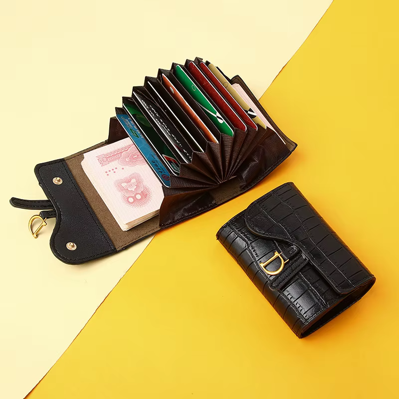 Porte-cartes de luxe pour femme, mini portefeuille court en PU avec lettres, porte-cartes multi-cartes, petite pochette multifonctionnelle