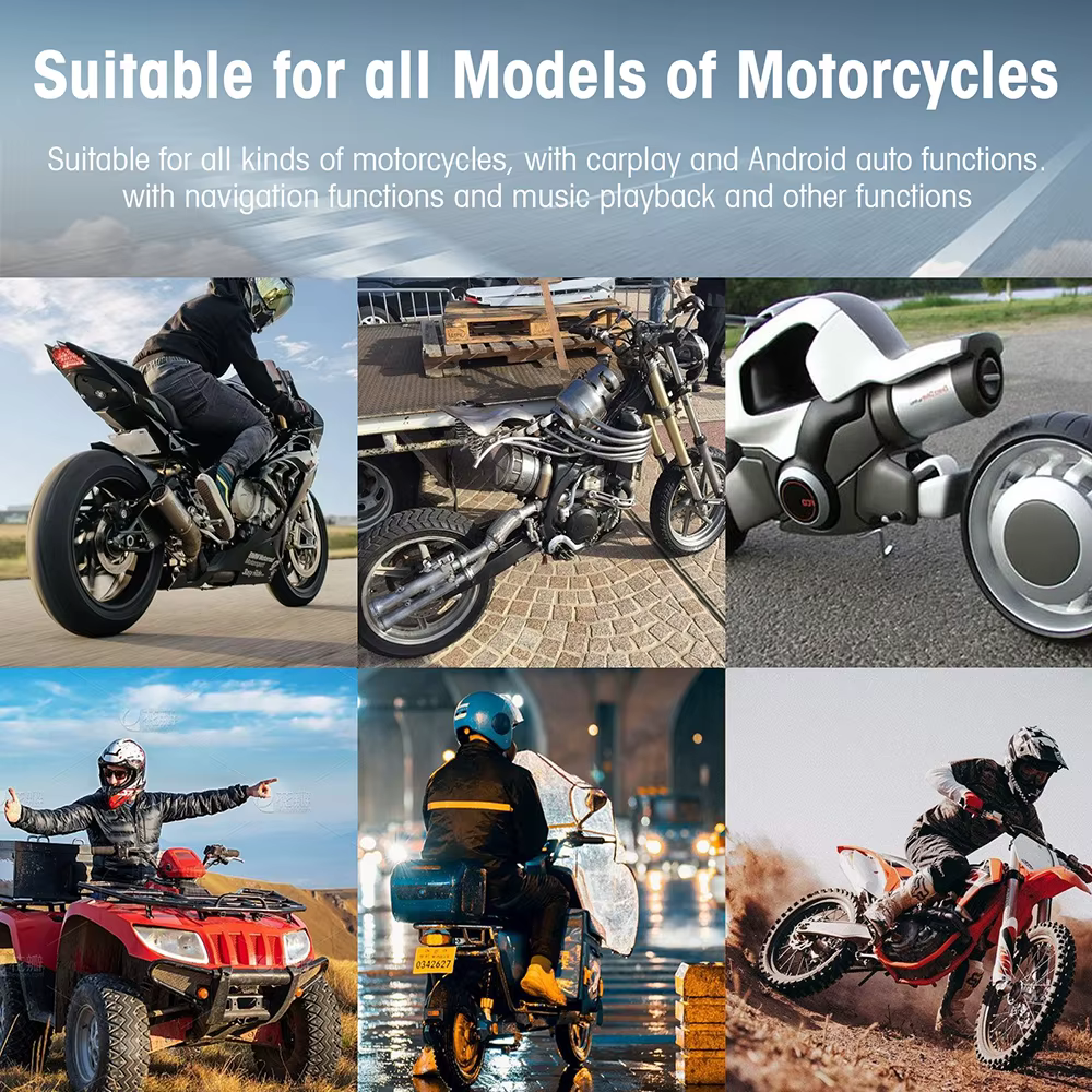 GPS portable pour moto, 5 pouces, étanche IP67, navigation sans fil, Carplay, Android Auto, enregistreur de conduite DVR, moniteur moto, WIFI