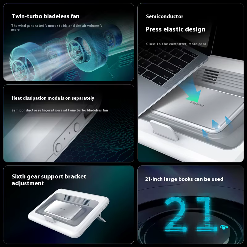 Nouveau refroidisseur d'ordinateur portable de jeu avec 2 ventilateurs silencieux de refroidissement
