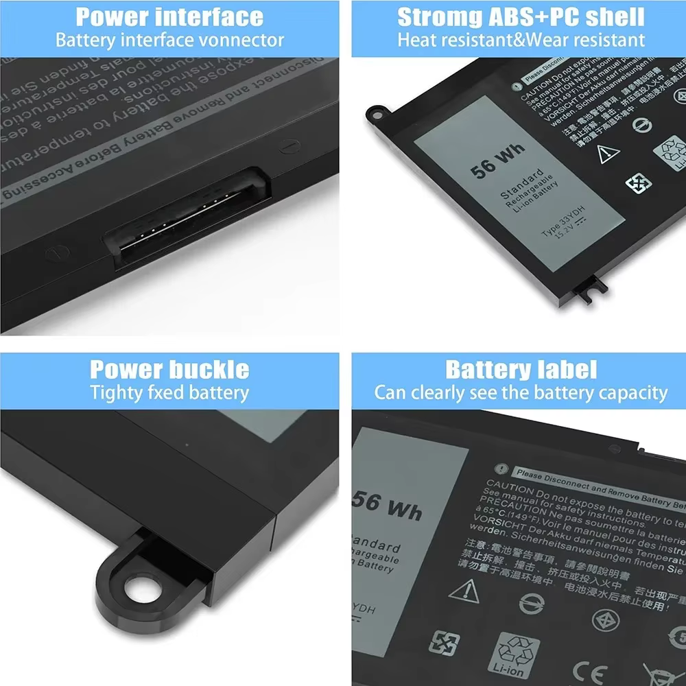 Batterie d'ordinateur portable 33YDH pour Dell Latitude 13 3380 14 3490 15 3590 3580 Inspiron 7000 7778 7773 15 7577 G3 3579 3779 G5 5587 G7 7588