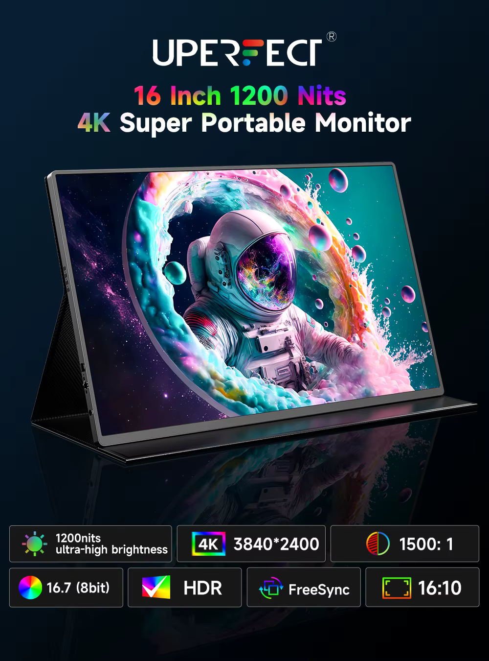 UPERFECT 16 "4K moniteur portable 1200 nits 3840x2400 IPS écran de jeu d'ordinateur