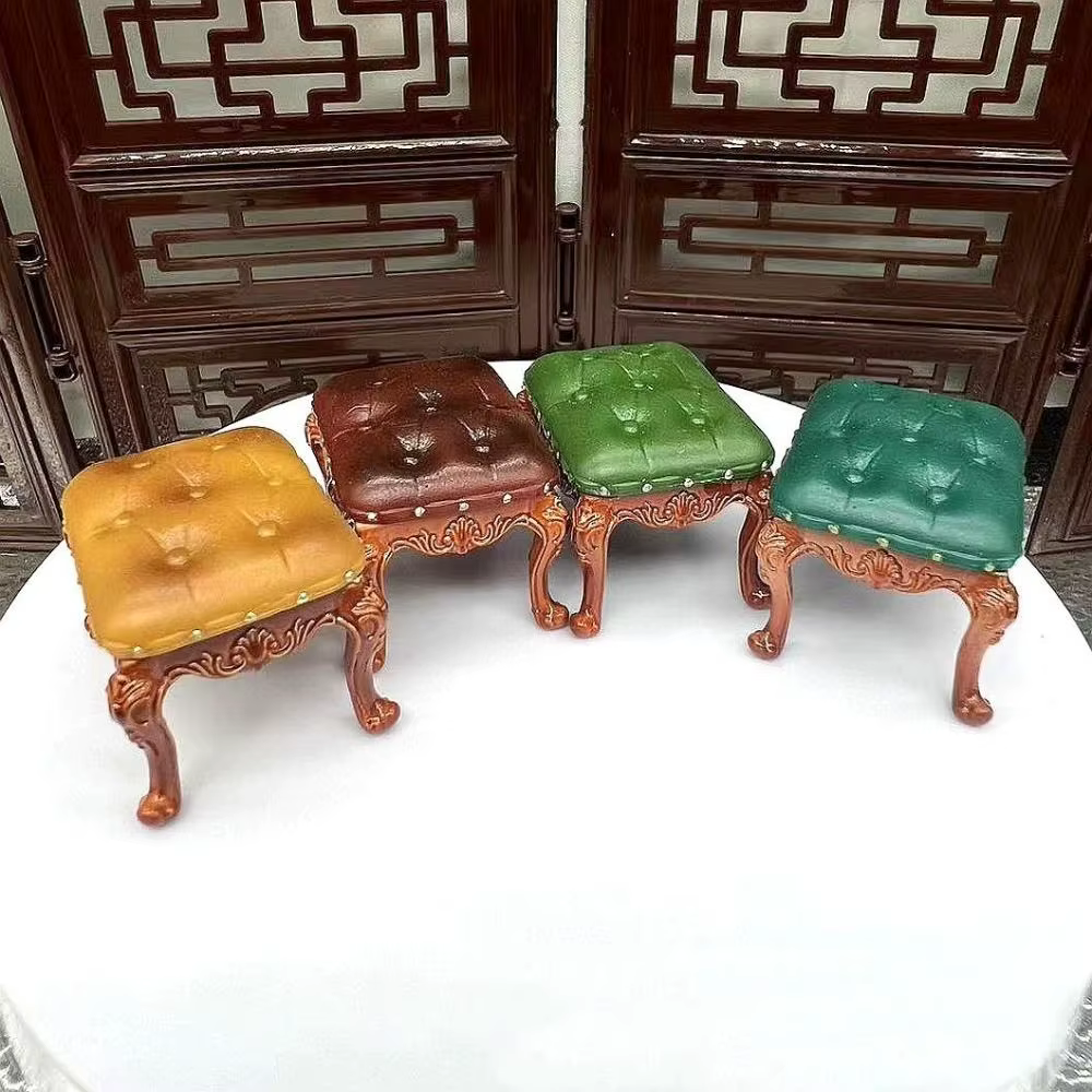 Chaises de maison de poupée de Style Vintage, échelle 1/12, Mini meubles miniatures rétro, simulation de luxe, chaise de salle à manger, Micro paysage