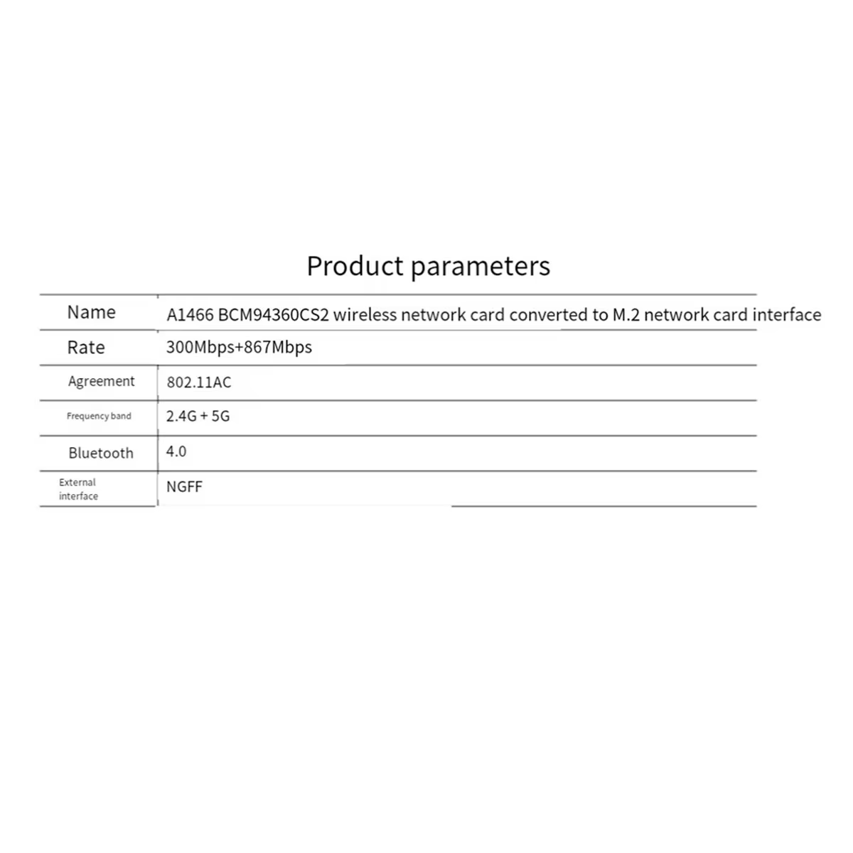 Mega vente 618 : Carte adaptateur sans fil A1466 BCM94360CS2 vers NGFF M.2 Key A/E pour Mac OS