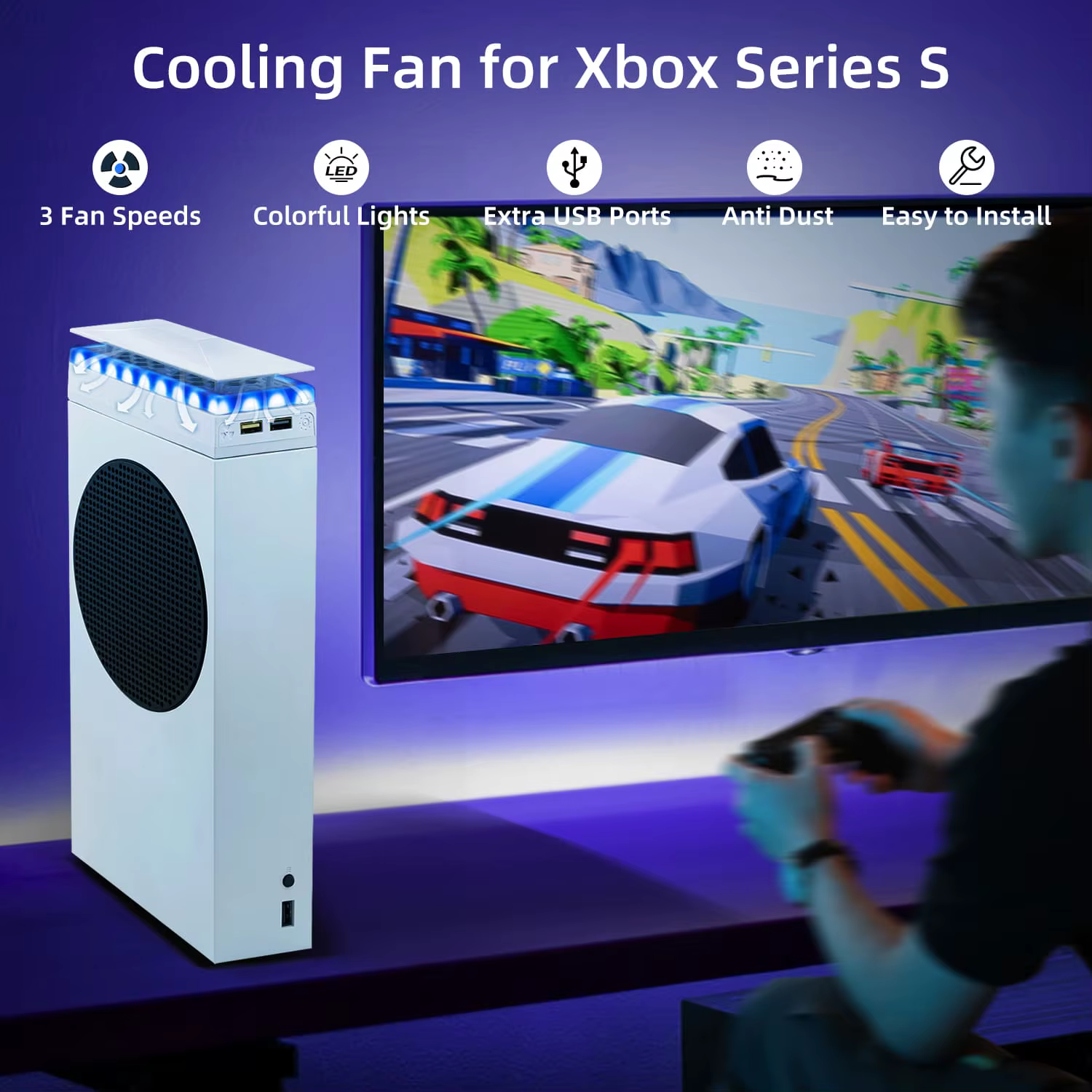Ventilateur de refroidissement supérieur double avec éclairage RGB
