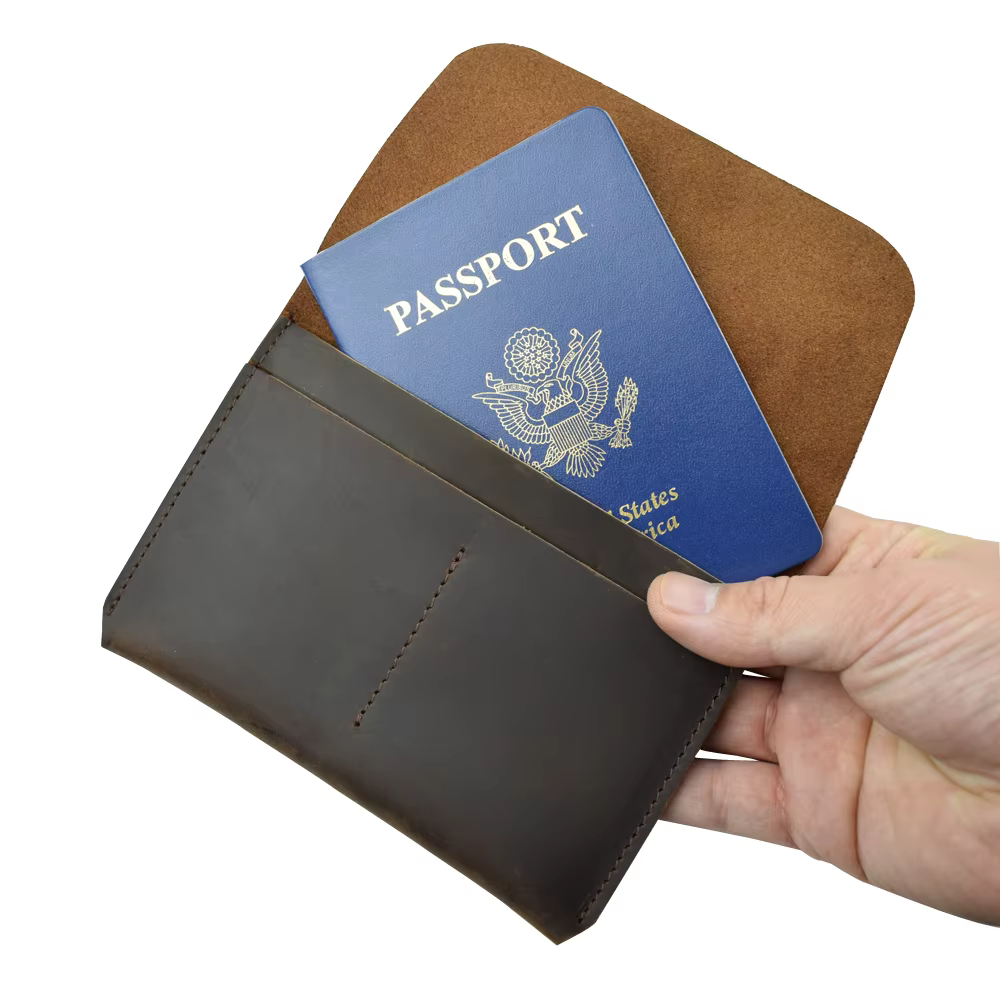 Porte-passeport en cuir et portefeuille de voyage – Organiseur vintage en cuir véritable avec sangle sécurisée pour cartes, espèces, passe d'embarquement