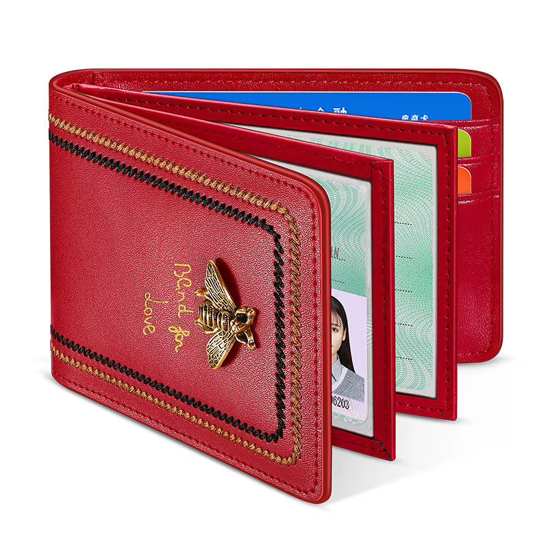 Porte-permis de conduire Ultra-fin en cuir, Design de marque, étui pour cartes de crédit, sac d'identité, couverture pour Documents de permis de conduire, portefeuille de dossier