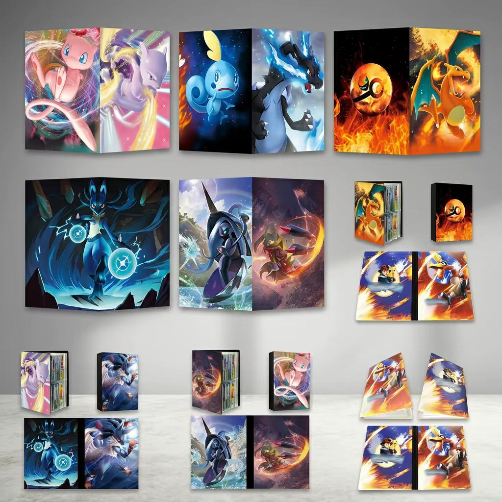 Album de cartes Bandai Pokémon 4 grilles, classeur de collection Pokémon, 240 pochettes, livre de rangement pour cartes à collectionner, cadeau de collection