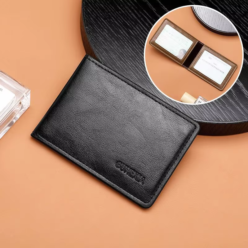 Porte-monnaie minimaliste pour hommes, portefeuille multifonction, étui pour carte d'identité, porte-permis de conduire en Pu, cadeau d'affaires décontracté