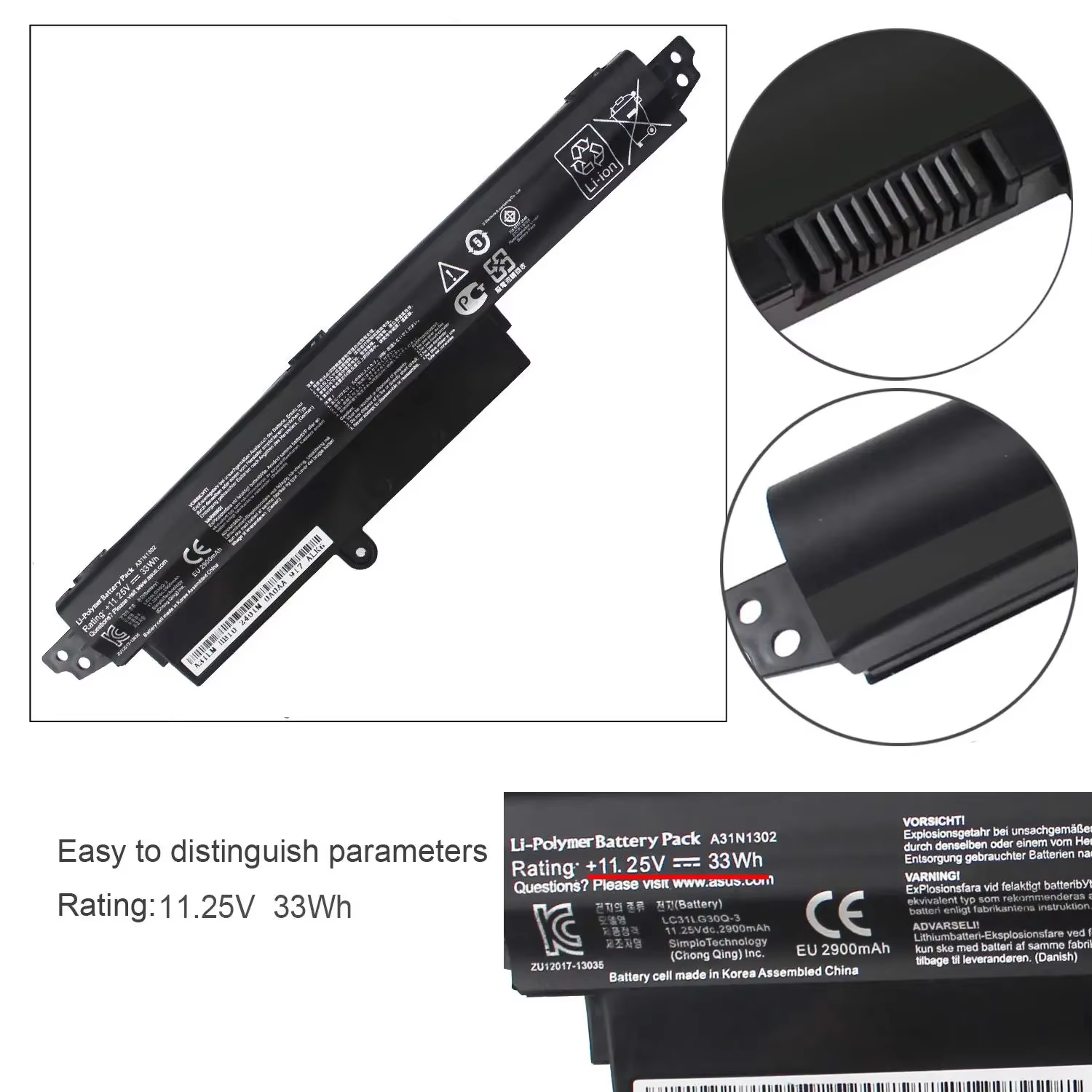 Batterie d'ordinateur portable pour Asus Vivobook X200CA X200M X200MA F200CA 11.6 "Série ordinateur