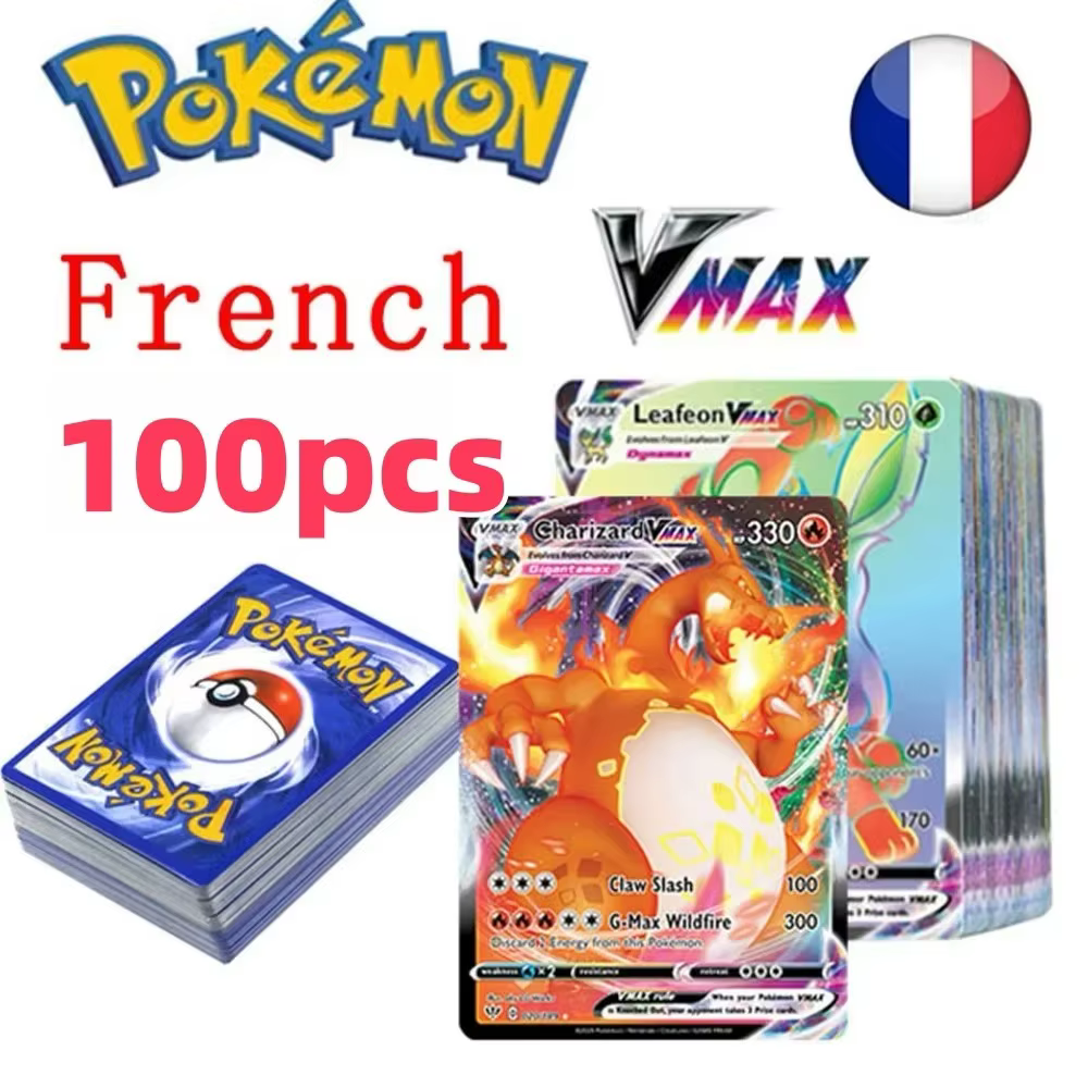 100 pièces cartes Pokemon GX Vmax MEGA Charizard Pikachu Carte Pokémon jeu bataille Carte Trading cartes brillantes jouet cadeaux