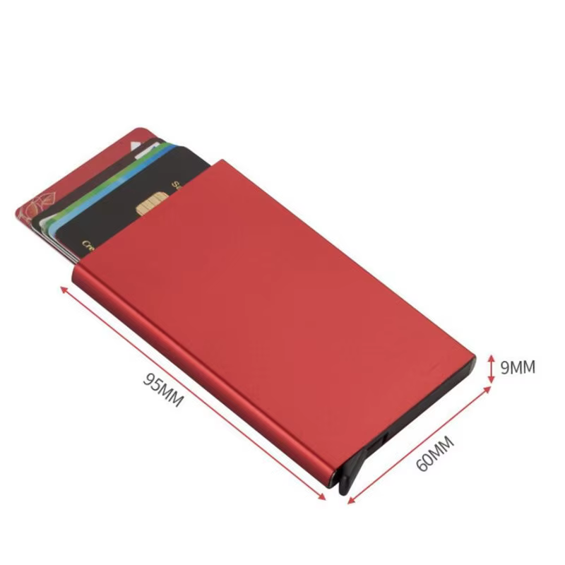 Rfid portefeuille intelligent porte-carte en métal mince mince hommes femmes portefeuilles Pop Up minimaliste étui pour carte d'identité petit sac à main noir portefeuilles pour hommes