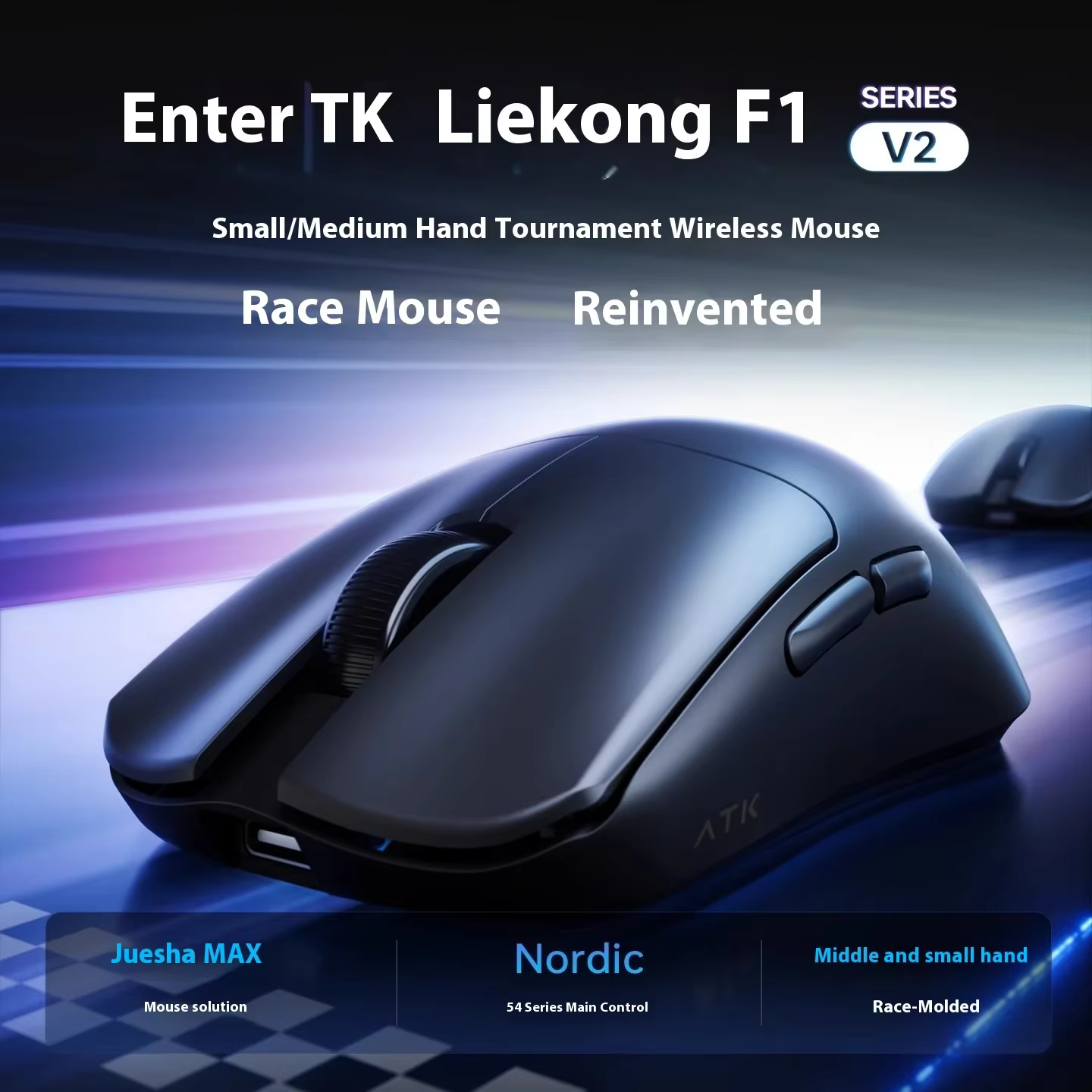 ATK F1V2 souris de jeu ergonomique légère longue durée de vie de la batterie double 8K personnalisé 2.4g