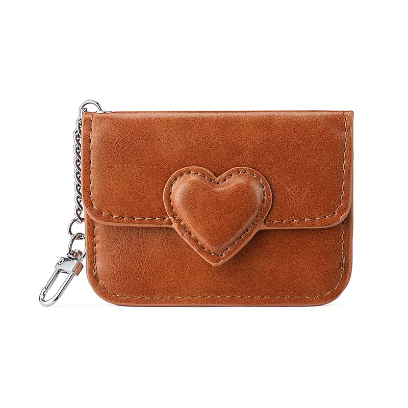 Porte-cartes en cuir PU pour femmes, petit portefeuille mignon en forme de cœur, multi-cartes, Anti-magnétique, porte-cartes, sac de monnaie de voyage