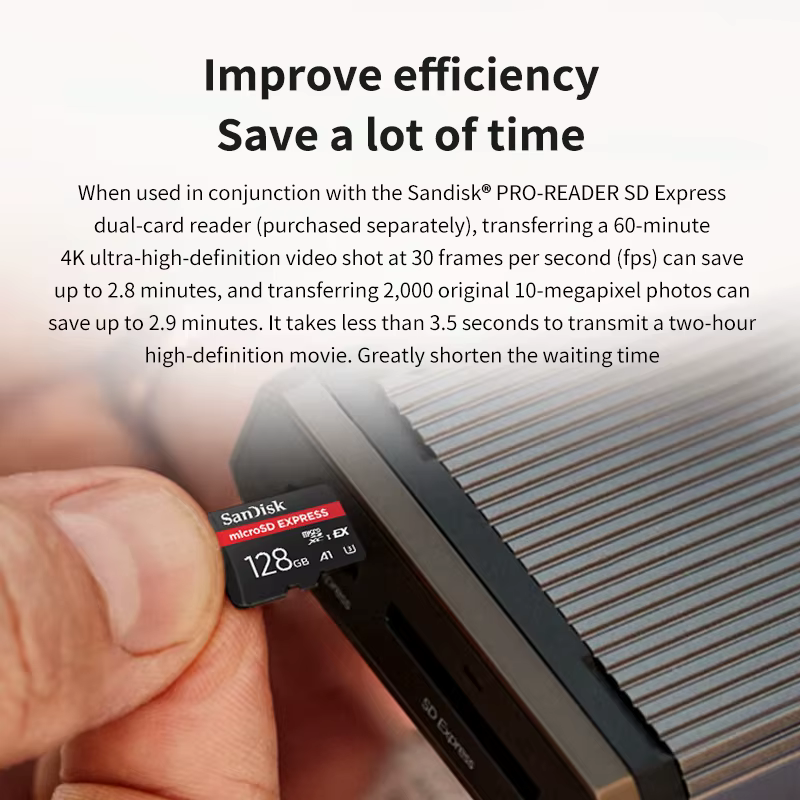 Carte microSD Express 128GB 256GB A2 5.3K NVMe TF