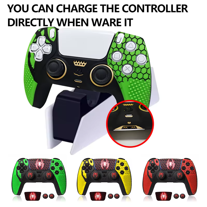 Coque de manette Spider Style Particulaire avec capuchons de joystick et autocollants