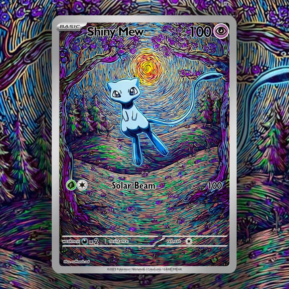 Carte PKM Série Style Psychedelique Sombre Umbreon Giratina Shiny Mew – Carte de Collection Classique Anime – Carte Réelle – Anglais