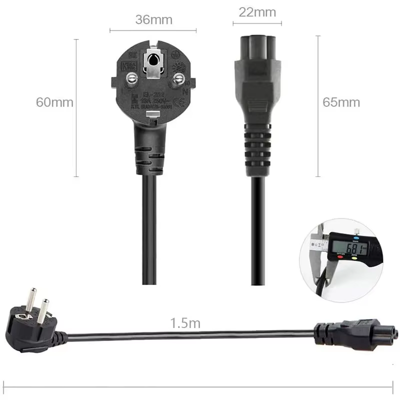 1.5M EU universel ordinateur portable 3 broches chargeur prise adaptateur secteur câble pour HP Dell Toshiba Sony ASUS