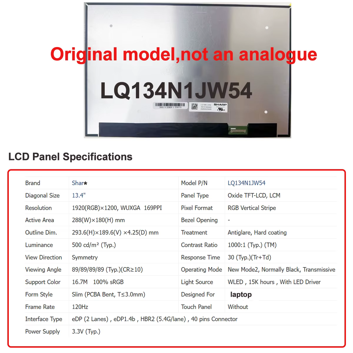 Écran LCD d'origine neuf A+ 13