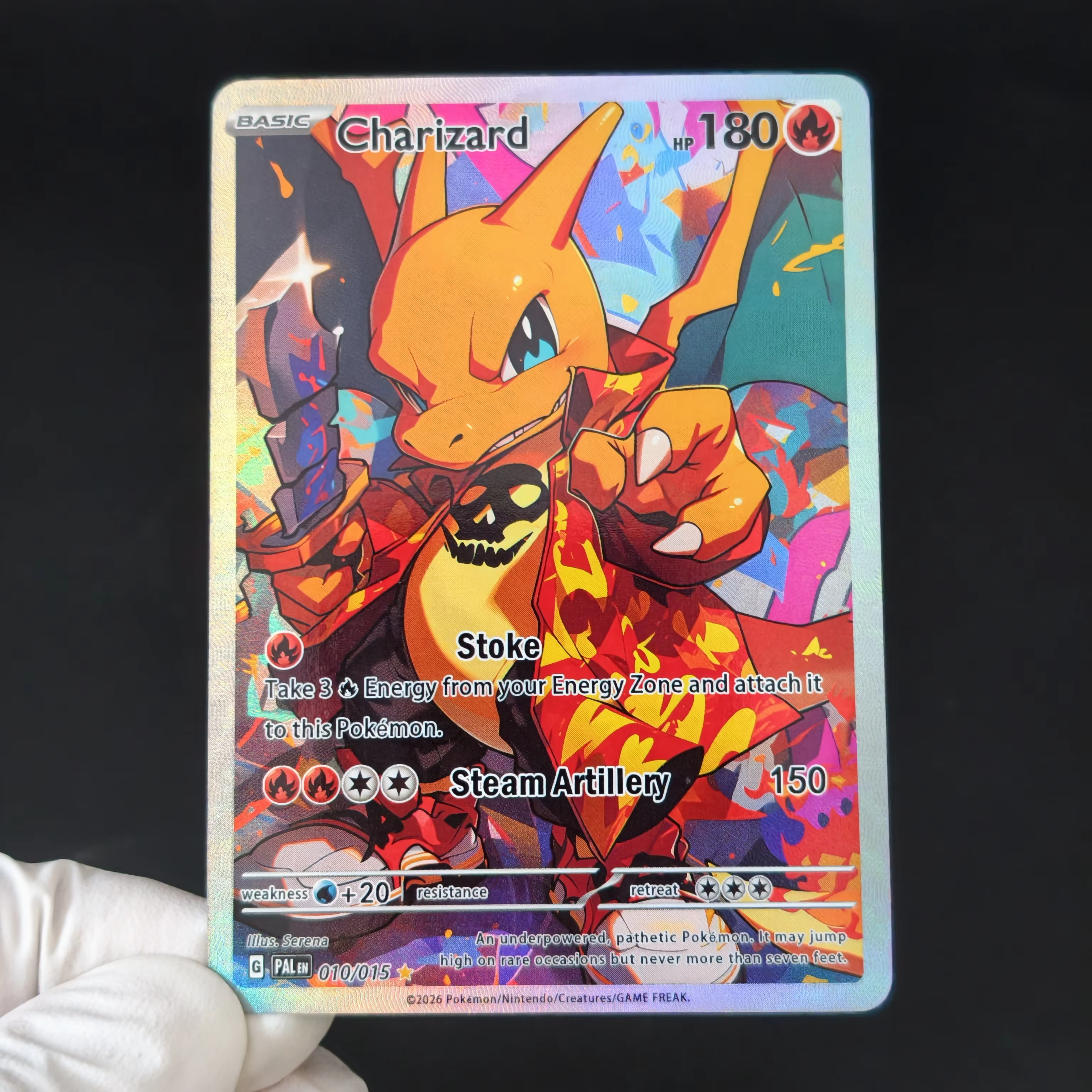 Carte Pokémon Charizard PTCG Anglaise PAL, style samouraï japonais, illustration complète texturée, cartes holographiques rares faites soi-même