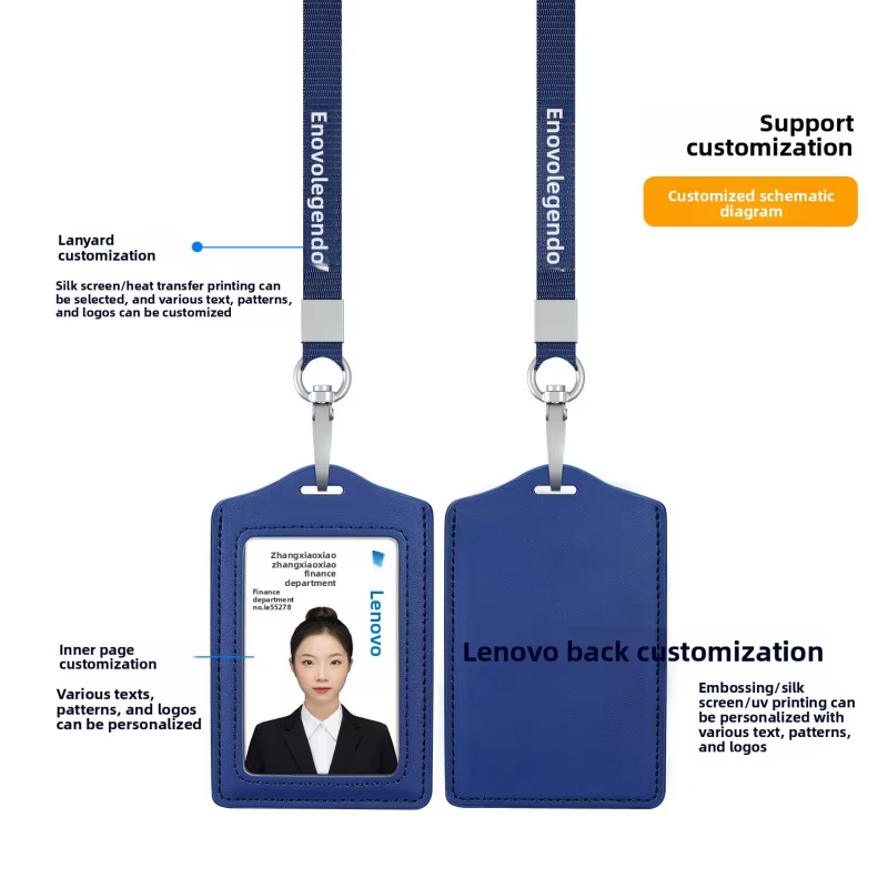 Porte-cartes en cuir avec cordon, porte-badge de travail, étui pour certificat, pour hommes et femmes