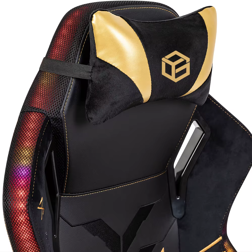 Chaise de bureau ergonomique de course et d'e-sport en cuir avec appui-tête pivotant