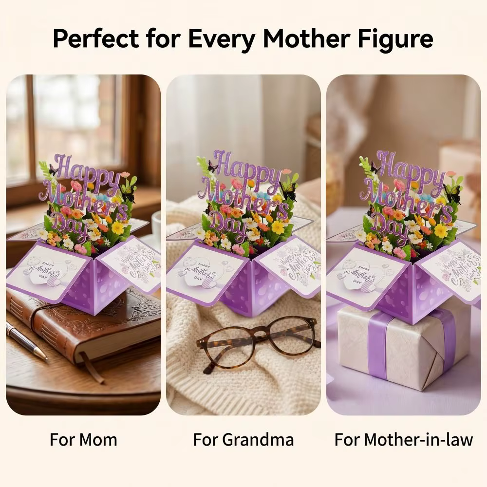 Carte de vœux 3D pour la fête des mères, meilleurs vœux, carte créative pour maman, cadeaux, carte pop-up fleur papillon, cadeau pour la fête des mères