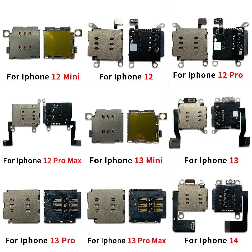 Plateau de carte SIM double, adaptateur de fente de prise, connecteur de lecteur, câble flexible, double carte SIM pour iPhone 11 12 13 14 15 Pro Max Plus Mini