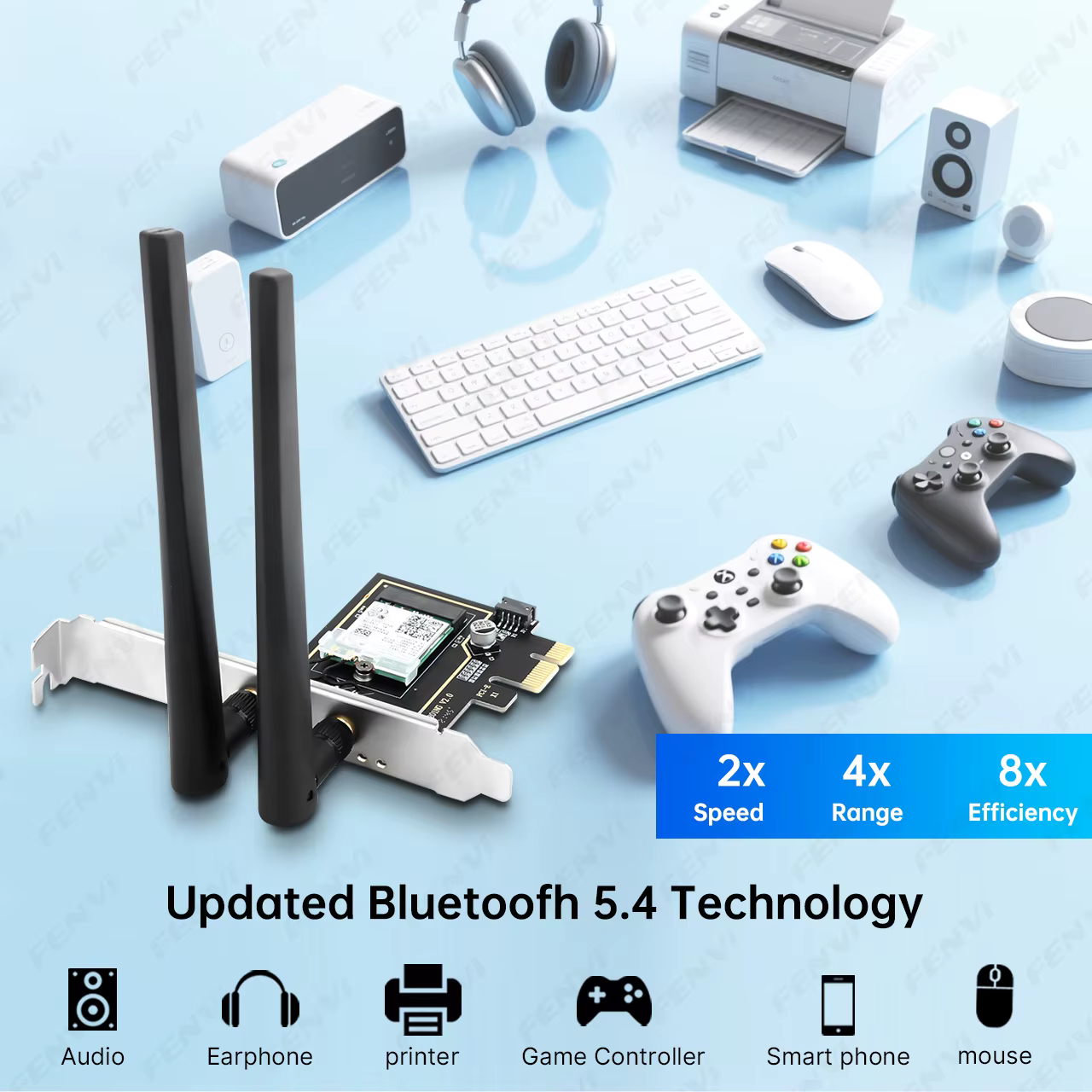 Adaptateur WiFi 6E AX210 PCI-E BT 5.3 5374Mbps Tri-band 2.4G/5G/6Ghz 802.11AX