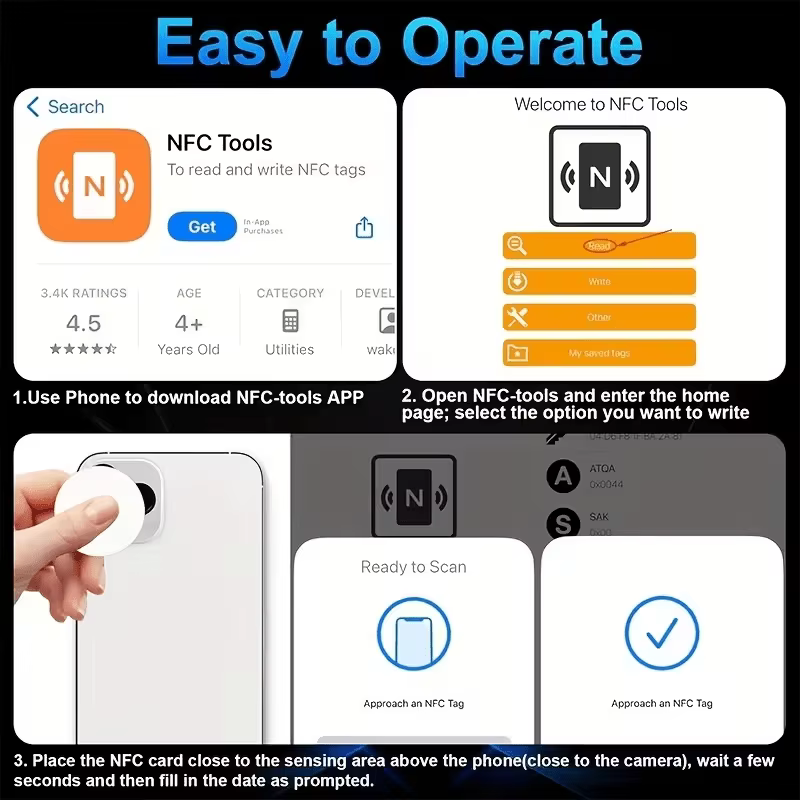 50 pièces de cartes NFC NTAG215 en PVC, compatible avec Android, iOS et la plupart des appareils intelligents