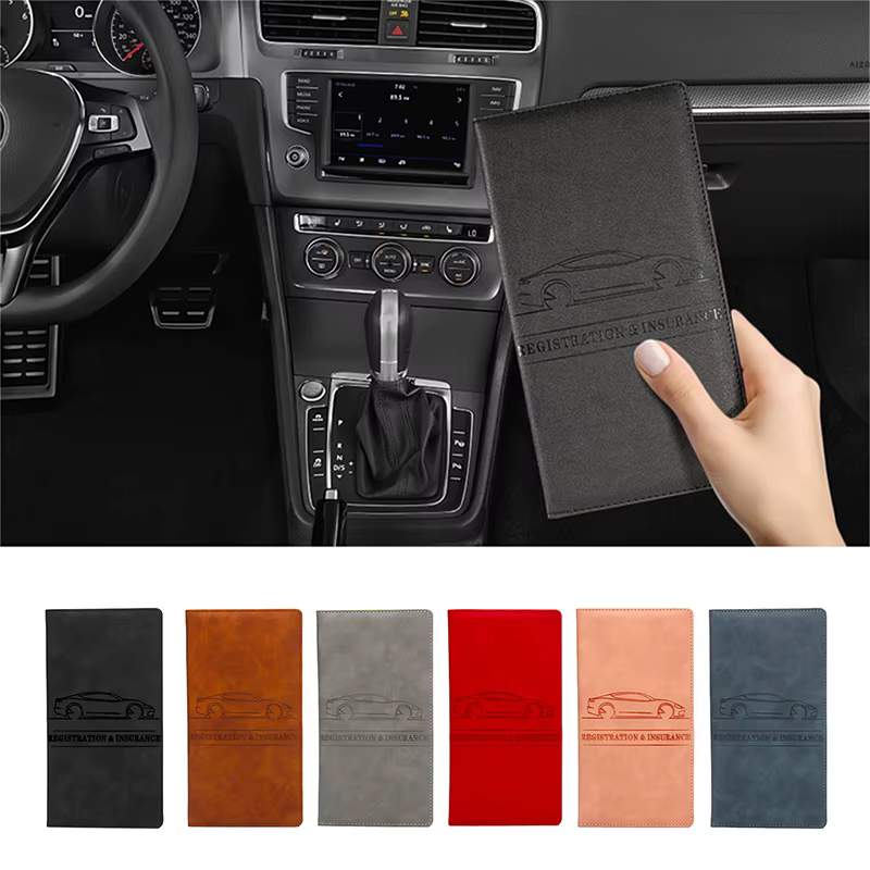 Porte-documents en cuir pour permis de conduire et assurance automobile, pour homme, avec rangement pour cartes de crédit