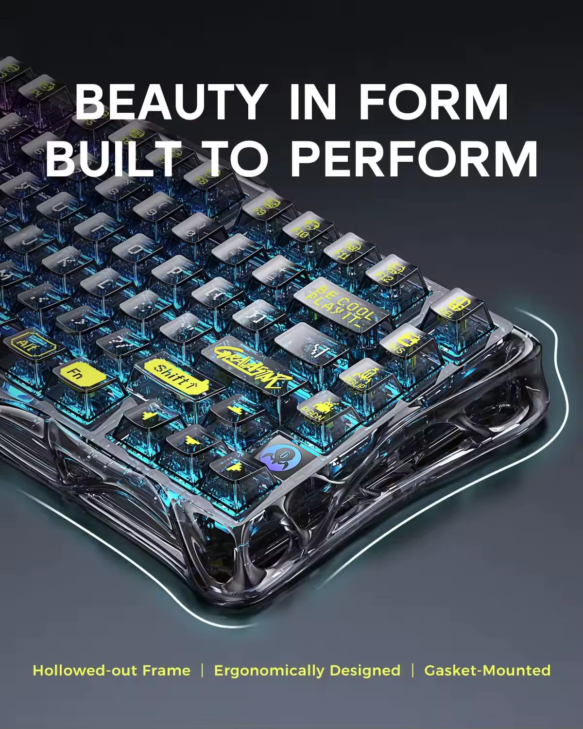 Clavier de jeu GravaStar Mercury K1 lite Transparent Black