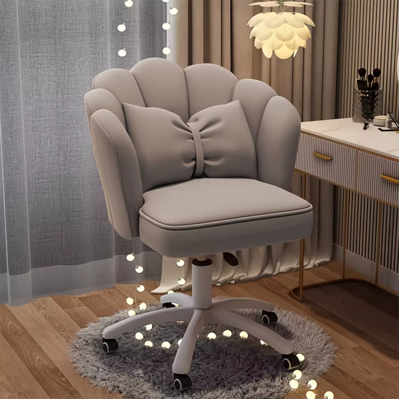 Chaise pivotante en velours avec hauteur réglable et oreiller lombaire