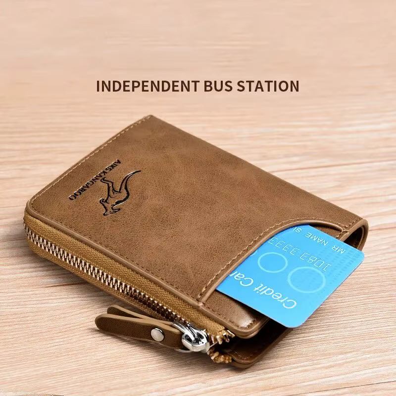 Portefeuille pour hommes en cuir porte-carte de visite fermeture éclair sac à main portefeuilles de luxe pour hommes RFID Protection sacs à main Carteira Masculina luxe