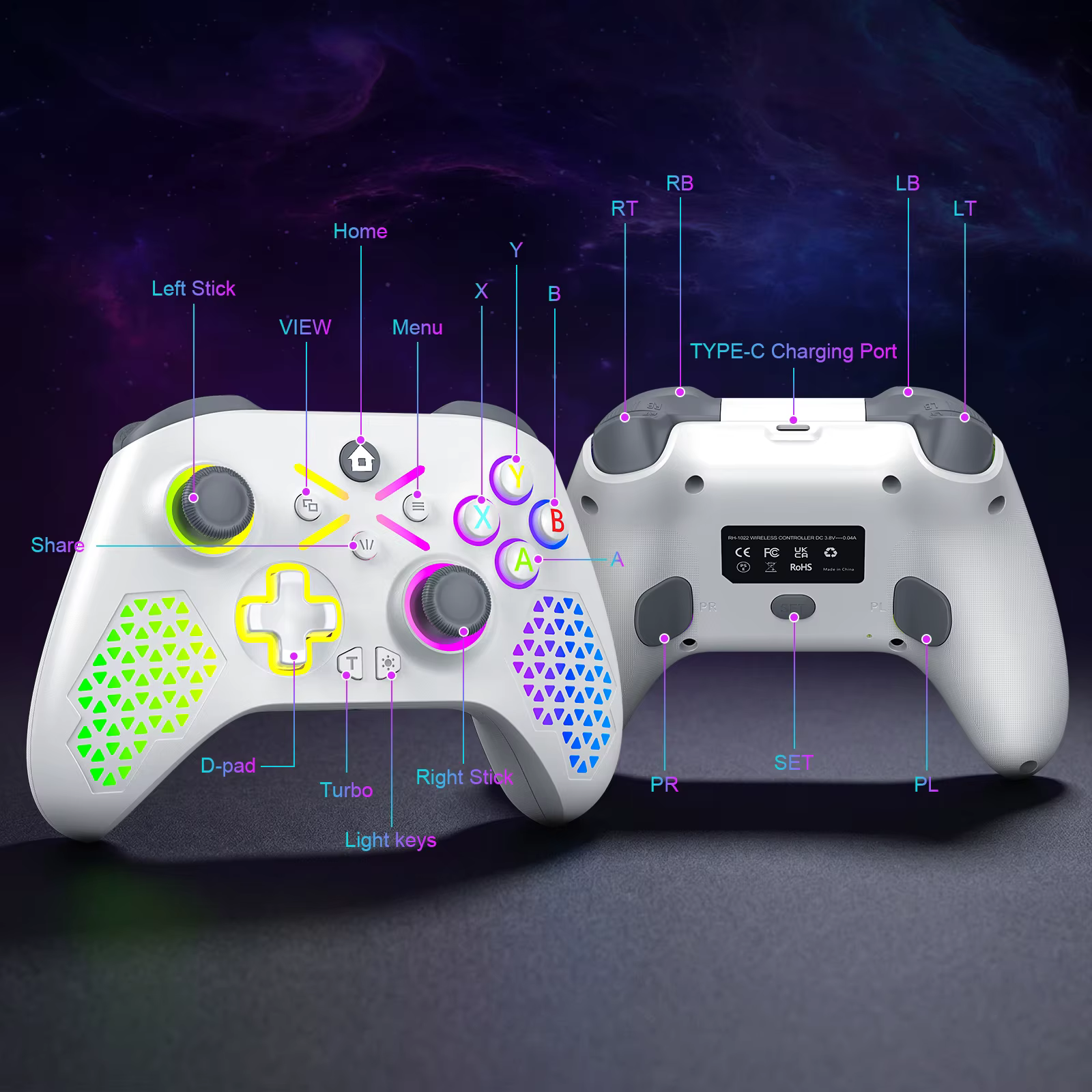 Manette de jeu Turpow RGB pour contrôleur Xbox One