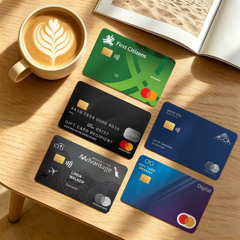 Autocollants de protection pour cartes de crédit M-MastercardS et cartes de transport en commun, imperméables, décoration de face de carte, 4 pièces