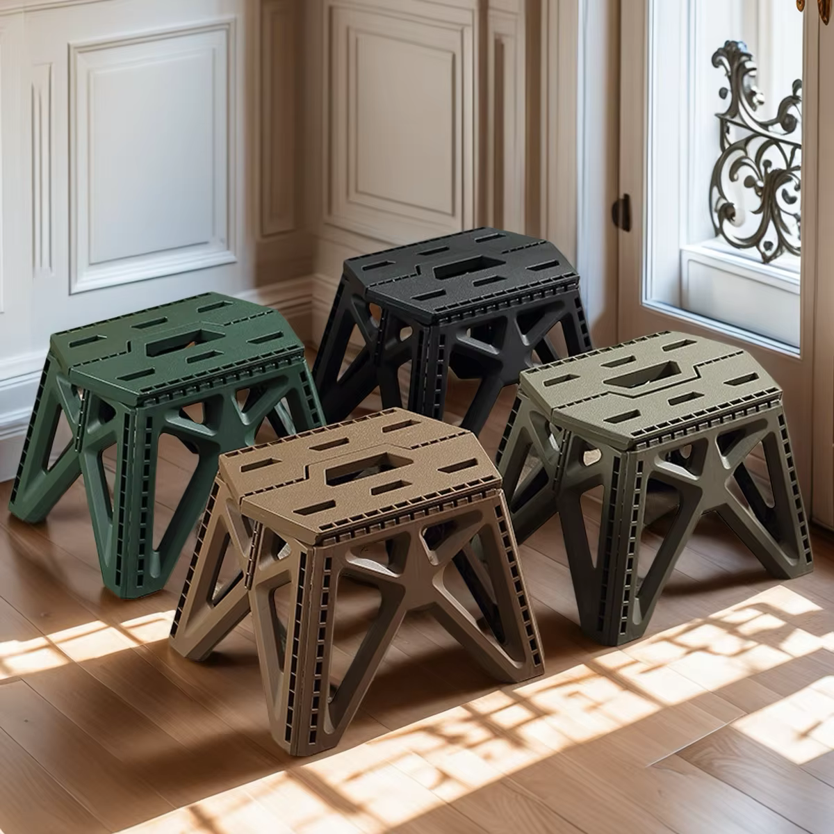 Tabouret pliant portable, haute charge, repose-pieds durable, chaise pliable, petit tabouret pour usage extérieur, camping, pêche, barbecue