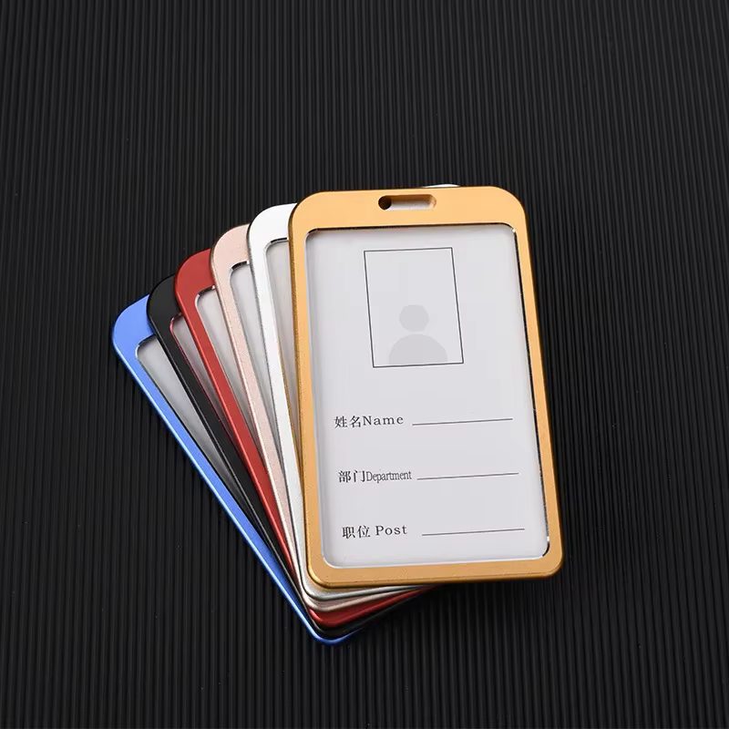 Porte-cartes en alliage d'aluminium, sangle de cou avec lanière, porte-Badge, carte d'identité de travail pour Bus, porte-cartes de visite, fournitures de bureau