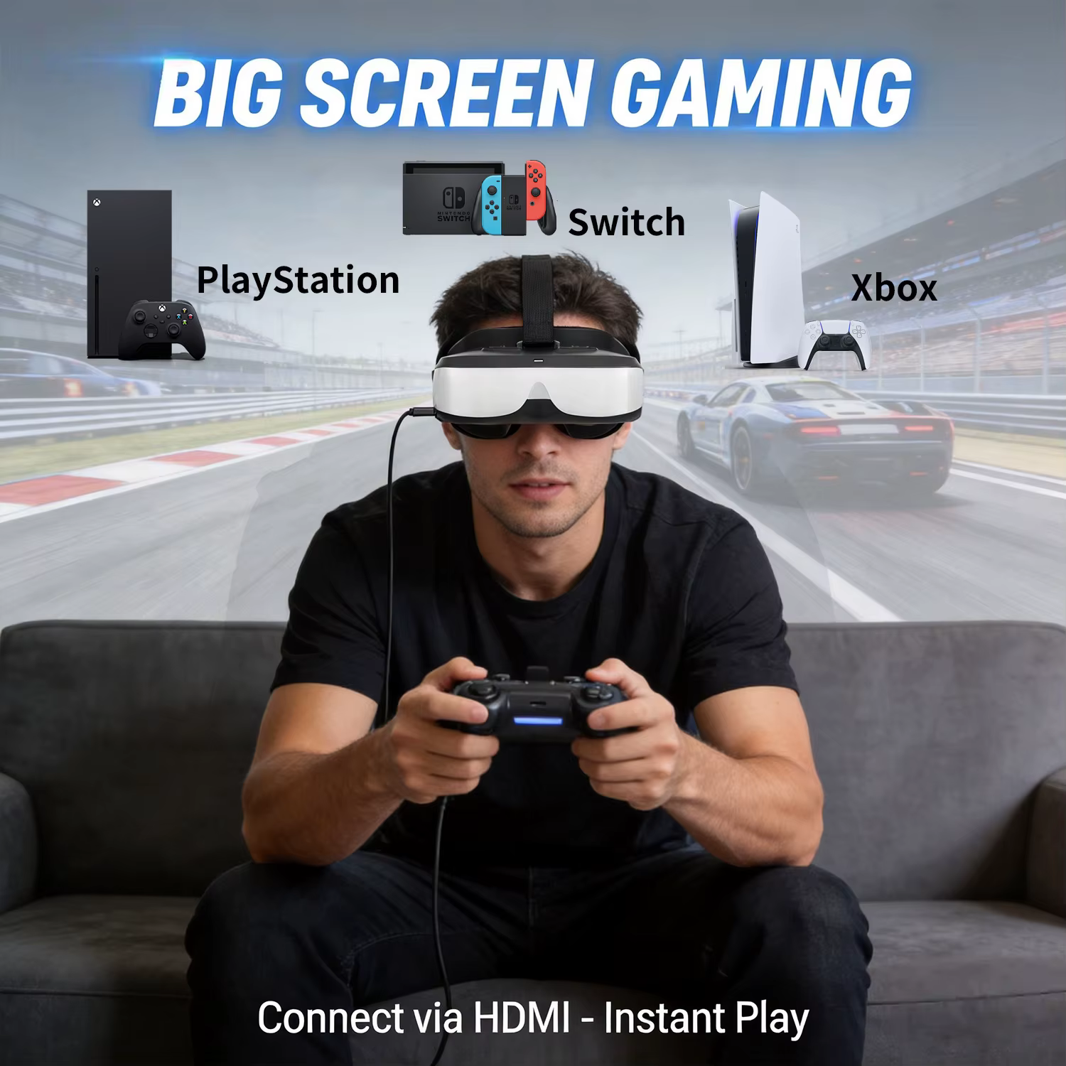 Moniteur portable à fixation sur tête 300 pouces 290g ultra-léger