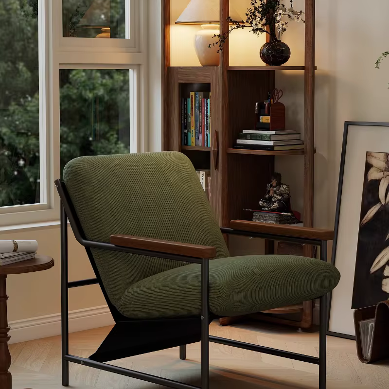 Fauteuil monoplace de style vintage, fauteuil inclinable de loisirs moderne avec repose-pieds, chaise d'appoint confortable pour balcon de chambre à coucher