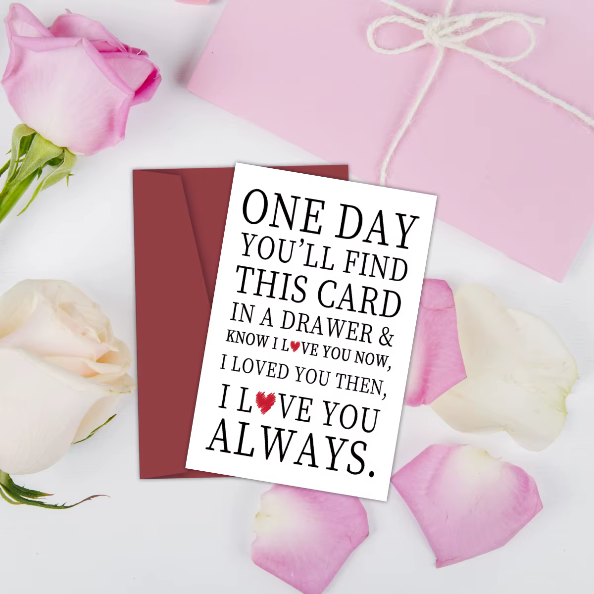 Carte de vœux avec Message d'amour en forme de cœur, avec enveloppe, pour Couple, mari, femme, amé, cadeau pour la saint-valentin, anniversaire, 1 pièce