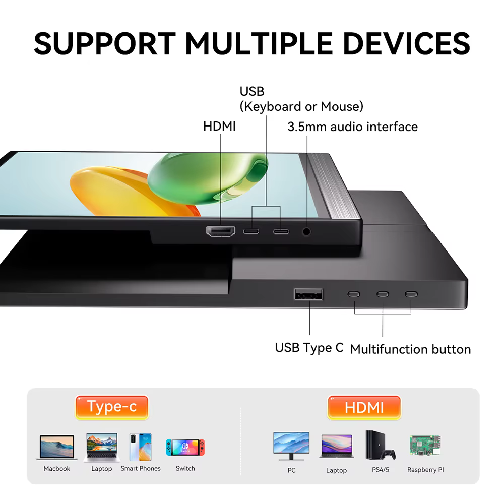 Moniteur tactile portable 16/14 pouces 1920x1200 IPS USB C HDMI