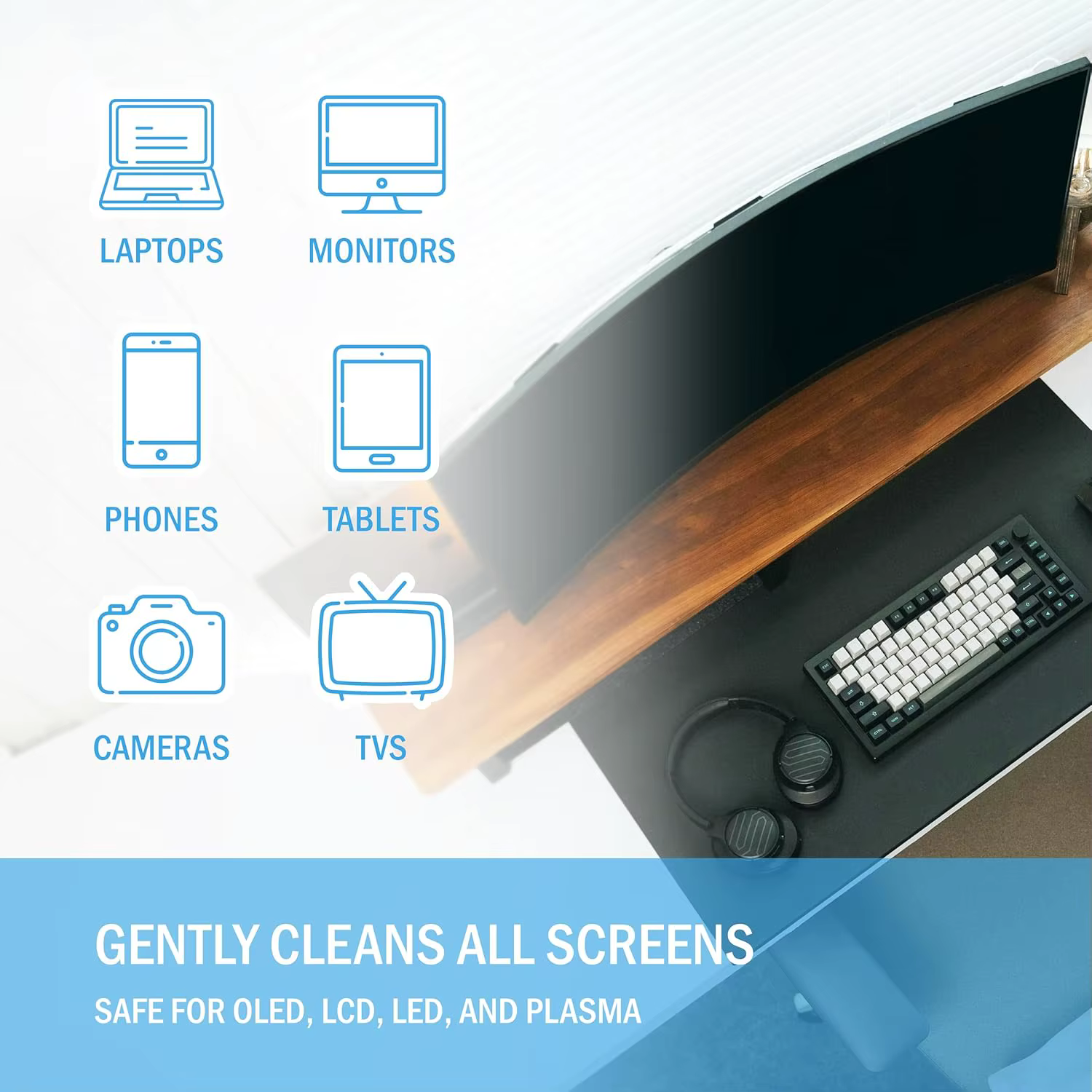 Kit de pulvérisation et de chiffon pour nettoyeur d'écran – Sûr pour téléviseurs LED